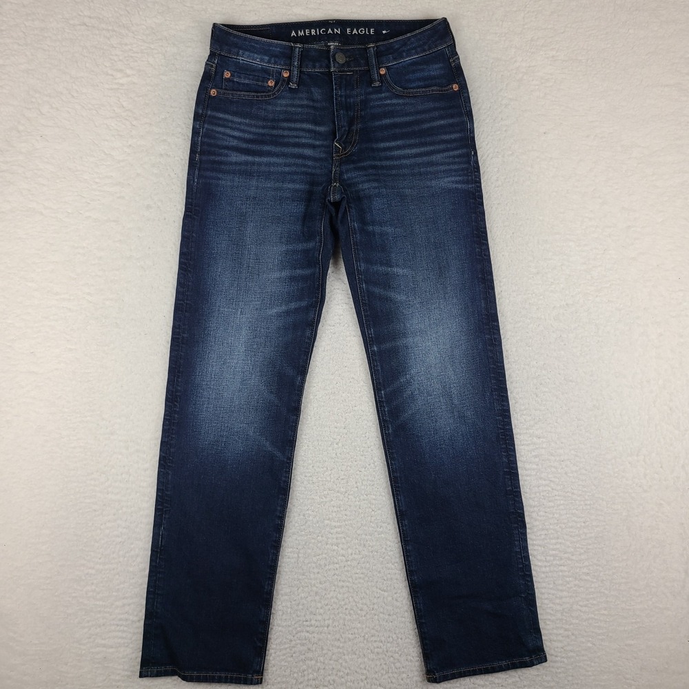 American Eagle Jeans Mens 28x32 Blue Airflex + Original Straight Dark Wash Denim